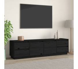 Comodă tv, negru, 176x37x47,5 cm, lemn masiv de pin