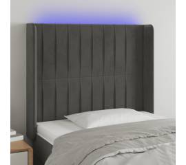 Tăblie de pat cu led, gri închis, 83x16x118/128 cm, catifea