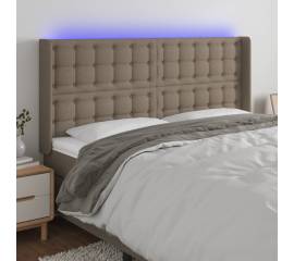 Tăblie de pat cu led, gri taupe, 163x16x118/128 cm, textil