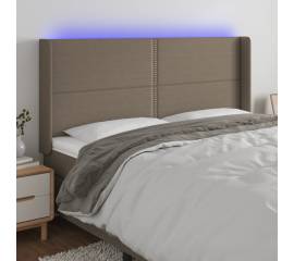 Tăblie de pat cu led, gri taupe, 183x16x118/128 cm, textil