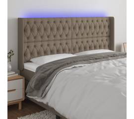 Tăblie de pat cu led, gri taupe, 183x16x118/128 cm, textil