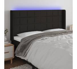 Tăblie de pat cu led, negru, 203x16x118/128 cm, textil