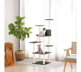 Ansamblu de pisici, stâlpi din funie sisal, gri închis, 153 cm