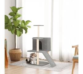 Ansamblu de pisici, stâlpi din funie sisal, gri deschis, 109 cm
