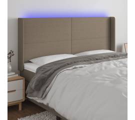 Tăblie de pat cu led, gri taupe, 203x16x118/128 cm, textil