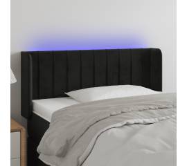 Tăblie de pat cu led, negru, 93x16x78/88 cm, catifea