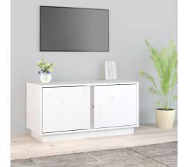 Comodă tv, alb, 80x35x40,5 cm, lemn masiv de pin