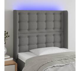 Tăblie de pat cu led, gri închis, 83x16x118/128 cm, textil