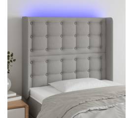 Tăblie de pat cu led, gri deschis, 103x16x118/128 cm, textil