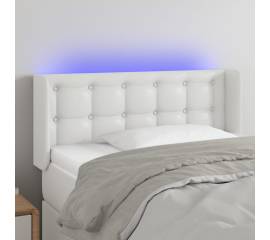 Tăblie de pat cu led, alb, 103x16x78/88 cm, piele ecologică