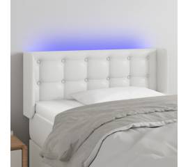 Tăblie de pat cu led, alb, 83x16x78/88 cm, piele ecologică