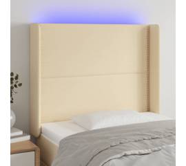 Tăblie de pat cu led, crem, 83x16x118/128 cm, textil
