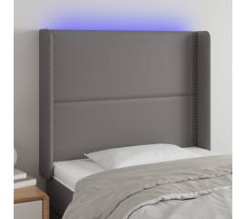 Tăblie de pat cu led, gri , 83x16x118/128 cm, piele ecologică