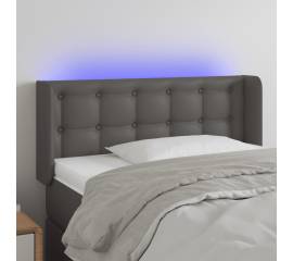 Tăblie de pat cu led, gri, 83x16x78/88 cm, piele ecologică