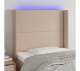 Tăblie de pat cu led cappuccino 83x16x118/128cm piele ecologică