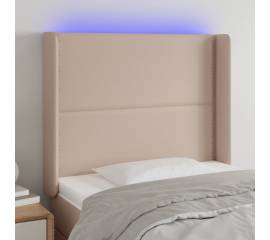 Tăblie de pat cu led, cappuccino, 103x16x118/128 cm, piele eco