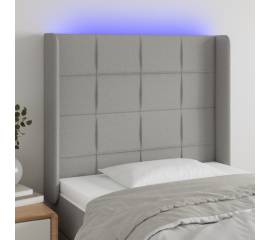 Tăblie de pat cu led, gri deschis, 83x16x118/128 cm, textil