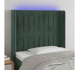 Tăblie de pat cu led, verde închis, 83x16x118/128 cm, catifea