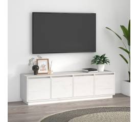 Comodă tv, alb, 156x37x45 cm, lemn masiv de pin