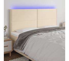 Tăblie de pat cu led, crem, 200x5x118/128 cm, textil