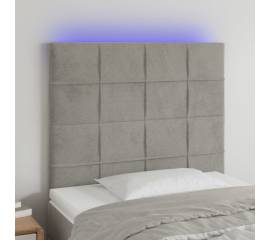 Tăblie de pat cu led, gri deschis, 80x5x118/128 cm, catifea