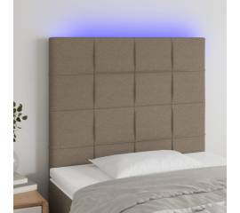 Tăblie de pat cu led, gri taupe, 80x5x118/128 cm, textil