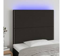 Tăblie de pat cu led, negru, 100x5x118/128 cm, textil