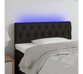 Tăblie de pat cu led, negru, 100x7x78/88 cm, textil