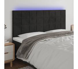 Tăblie de pat cu led, negru, 160x5x118/128 cm, catifea
