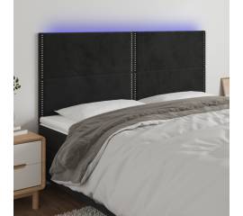 Tăblie de pat cu led, negru, 200x5x118/128 cm, catifea