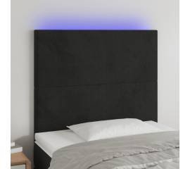 Tăblie de pat cu led, negru, 80x5x118/128 cm, catifea