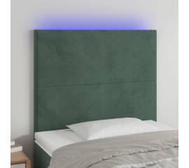 Tăblie de pat cu led, verde închis, 80x5x118/128 cm, catifea