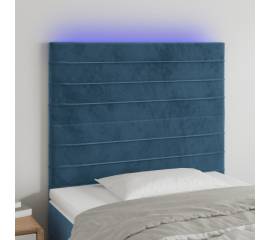 Tăblie de pat cu led, albastru închis, 80x5x118/128cm, catifea