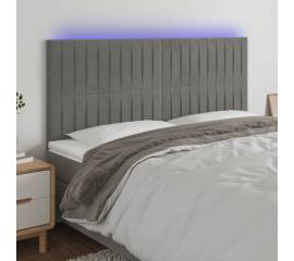 Tăblie de pat cu led, gri deschis, 160x5x118/128 cm, catifea