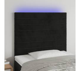 Tăblie de pat cu led, negru, 100x5x118/128 cm, catifea