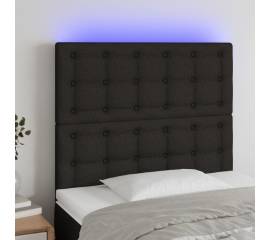 Tăblie de pat cu led, negru, 80x5x118/128 cm, textil
