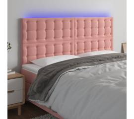 Tăblie de pat cu led, roz, 180x5x118/128 cm, catifea