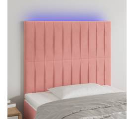 Tăblie de pat cu led, roz, 80x5x118/128 cm, catifea