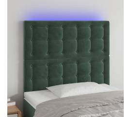 Tăblie de pat cu led, verde închis, 100x5x118/128 cm, catifea