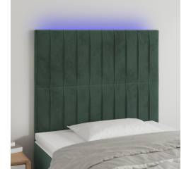 Tăblie de pat cu led, verde închis, 80x5x118/128 cm, catifea