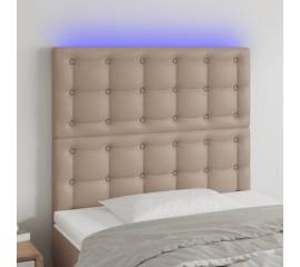 Tăblie de pat cu led cappuccino 80x5x118/128cm, piele ecologică