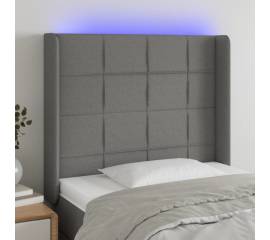 Tăblie de pat cu led, gri închis, 103x16x118/128 cm, textil