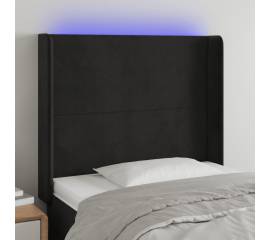 Tăblie de pat cu led, negru, 83x16x118/128 cm, catifea