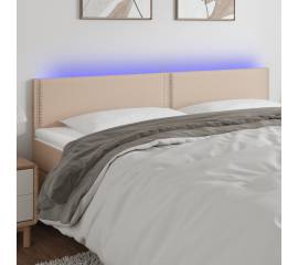Tăblie de pat cu led cappuccino 200x5x78/88 cm piele ecologică