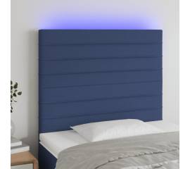 Tăblie de pat cu led, albastru, 80x5x118/128 cm, textil