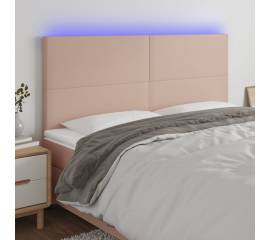 Tăblie de pat cu led, cappuccino, 200x5x118/128 cm, piele eco