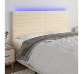 Tăblie de pat cu led, crem, 180x5x118/128 cm, textil