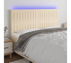 Tăblie de pat cu led, crem, 180x5x118/128 cm, textil