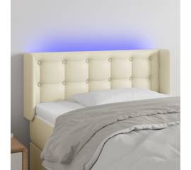 Tăblie de pat cu led, crem, 83x16x78/88 cm, piele ecologică