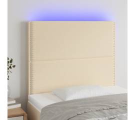 Tăblie de pat cu led, crem, 90x5x118/128 cm, textil